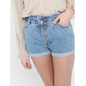 Shorts de Mezclilla de Algodón con Botones y Cintura Alta Personalizados en Azul para Mujer, Elásticos, Casuales, Ecológicos, Impermeables y de Alta Calidad - Product Image 3