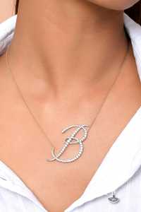 Initial Letter Round Diamond <b>Pendant</b> Necklaces Custom Alphabet Cable Chain Charms Everyday Wear Jewelry 10k 14k 18k <b>Solid</b> <b>Gold</b> - Product Image 2