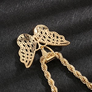 Pendentif papillon en moissanite dorée de haute qualité pour filles, collier plaqué or pour femmes, pendentif de mariage - Product Image 6