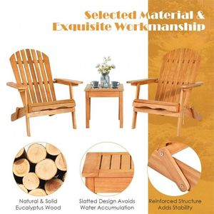 Conjunto de Sillas Adirondack con Reposabrazos Anchos, Colección de Muebles de Jardín de 3 Piezas - Product Image 3