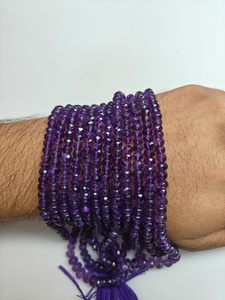 Brins de perles d'améthyste africaine avec coupe rondelle facettée de 4 mm à 6 mm, pierres précieuses violettes pour la création de bijoux pour hommes et femmes - Product Image 2