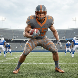 Breathable American Football Uniform Set in Grey with Orange Color Combination Unisex Sports Clothes at Factory Sale Rate - Product Image 6