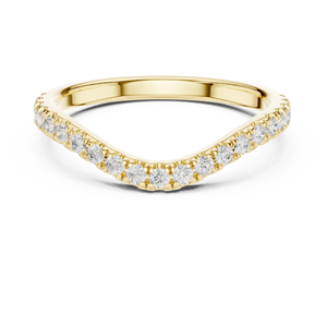 Yellow Gold Lab Grown Diamond Curved Wedding Band Contoured Pavé <b>Stacking</b> <b>Ring</b> Women's Fine Jewelry Matching <b>Ring</b> - Product Image 1