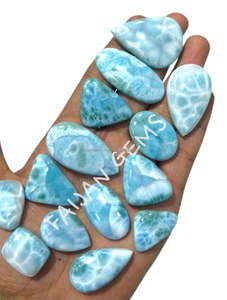 Larimar Natural de República Dominicana, Gema Suelta en Cabujón, Pulida, Formas Variadas, Todos los Tamaños, Cristal para Joyería, Certificado por Terceros FAIJAN GEMS - Product Image 4