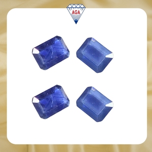 Saphir bleu naturel taille émeraude octogonale, paires de pierres précieuses en vrac traitées thermiquement pour bijoux, boucles d'oreilles, bagues, vente en gros - Product Image 2