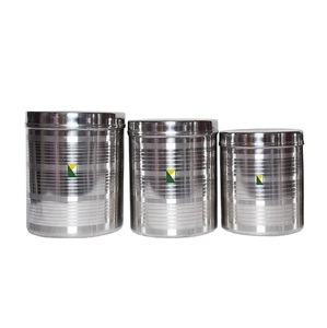 Stainless Steel Kitchen <b>Container</b> Steel dibba Set Steel Utility <b>Container</b> Storage dabba food grade jar & <b>Container</b> Pack of 3 - Product Image 1