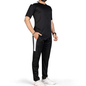 Conjunto Deportivo Informal para Hombre, Talla Grande, Color Negro, Camiseta Deportiva Ligera de Manga Corta y Pantalones Deportivos - Product Image 1