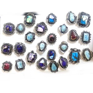 Wholesale Mix <b>Ring</b> Lots Antique <b>Silver</b> Plated Mix Gemstone Assorted <b>Rings</b> Hippie <b>Rings</b> Handmade Jewelry <b>Ring</b> for <b>Man</b> and Womans - Product Image 1