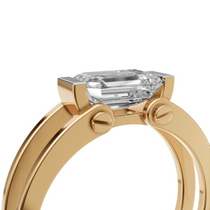 แหวนหมั้นเพชรแล็บโกรว์ทรงเอเมอรัลด์แบบแยกก้าน - Product Image 4