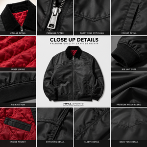 Custom <b>Men</b> Black <b>Canvas</b> Nylon Varsity <b>Jacket</b> Western Yoke Zip Quick Dry Eco-Friendly Hip Hop Streetwear Private Label OEM ODM - Product Image 4