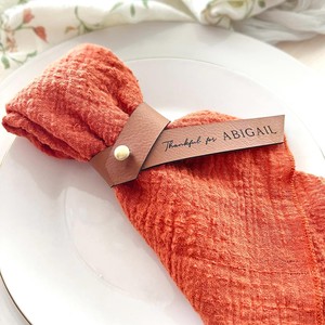 Premium PU Leather Contemporary Napkin <b>Ring</b> Custom <b>Name</b> Table Holder Durable Eco-Friendly Wedding Party Restaurant Hotel Dining - Product Image 3