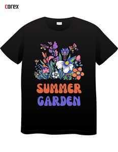 เสื้อยืดพิมพ์ลาย DTF สีดำแบบกำหนดเองสำหรับผู้ชายและผู้หญิง ดีไซน์ใหม่ โลโก้แบบกำหนดเอง สติ๊กเกอร์ DTF แบบรีดร้อน - Product Image 6