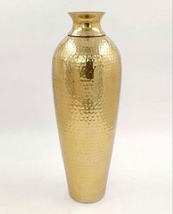 Vase à fleurs en métal contemporain, accent décoratif pour étagère de salon - Product Image 1