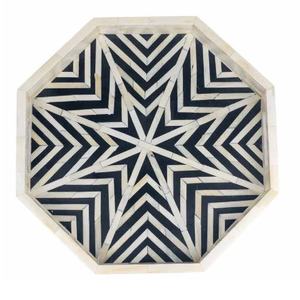 Nueva Bandeja de Servir con Incrustaciones de Hueso, Diseño Rayado en Negro y Crema, Hecha a Mano, Elegante, Estilosa y Práctica - Product Image 2