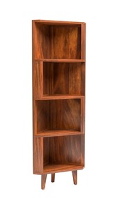 Mueble esquinero de madera maciza india con patas |   Estante para Libros Triangular que Ahorra Espacio |   Decoración Minimalista para el Hogar - Product Image 2