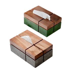 Ensemble de deux boîtes à mouchoirs en bois pour la table, design unique, boîte à serviettes décorative faite à la main, pour la maison et les hôtels - Product Image 1