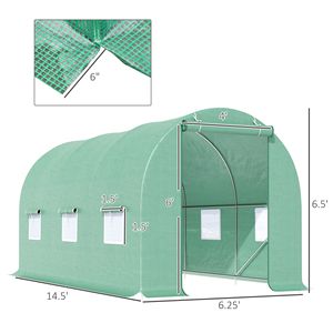 15X7X7 cortile serra con porte finestre di ventilazione all'aperto Walk-In giardino pianta di coltivazione casa di colore verde - Product Image 3