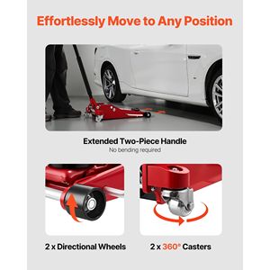 Martinetto idraulico da corsa in alluminio a basso profilo con pompa a sollevamento rapido e doppi pistoni, capacità 3 tonnellate (6614 libbre) - Product Image 6