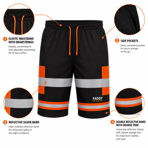 High Visibility Safety Workwear Shorts With Reflective Strips Heavy Duty Industrial Construction Summer Uniforms - Product Image 6