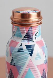 Botella de Agua de Cobre Puro con Diseño Geométrico Impreso, Tradicional Ayurvédica, Antiderrames, para Deportes, Venta al Por Mayor - Product Image 4