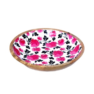 Cuenco de madera con textura de flor esmaltada para ensalada, tazón para servir - Product Image 1