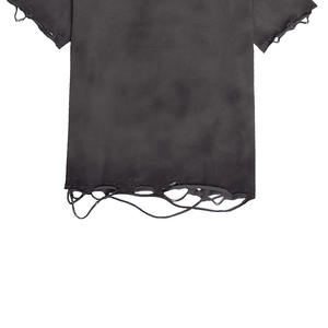 T-shirts tendance unis et déchirés, 100 % coton, légers, style streetwear, impression de logo personnalisée, t-shirt déchiré - Product Image 6