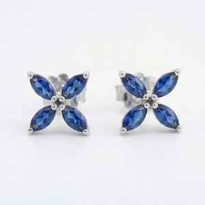 ต่างหูมาร์คีส์แซฟไฟร์แท้ รับรองความแท้ ประดับด้วยแซฟไฟร์สีน้ำเงิน ดีไซน์สวยงาม ตัวเรือนเงินแท้ 925 ชุบทอง 14K เหมาะสำหรับเป็นของขวัญ - Product Image 5