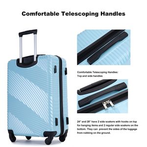 3 pezzi di peso leggero PC + ABS set bagaglio Aqua blu Spinner valigia con due ganci dimensioni 20/24/28 - Product Image 3