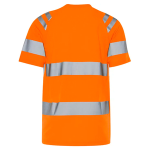 เสื้อยืดนิรภัยแบบมองเห็นได้ชัดเจน สีส้ม แถบสะท้อนแสง แขนสั้น ชุดทำงาน - Product Image 4
