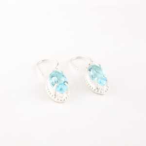 Sky Blue Topaz Drop Earrings Sterling Silver Women's Jewelry Handmade Luxury <b>Gift</b> <b>Her</b> Elegant Fashion Accessories <b>for</b> Party - Product Image 3