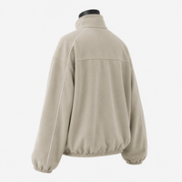 Veste unisexe en polaire et toile, col zippé, couleur unie, coupe décontractée, respirante, imperméable, réversible, motif hiver