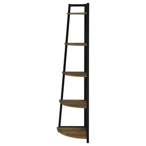 Estantería de esquina de 5 niveles de nogal envejecido Estantería elegante y duradera para uso en el hogar y la Oficina - Product Image 3