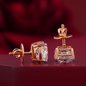 8.12 CT <b>Cushion</b> Cut Lab Grown Diamond Stud Earrings in 14K Rose Gold VVS1 Clarity Solid 10K Gold Natural Diamond Jewelry - Product Image 2