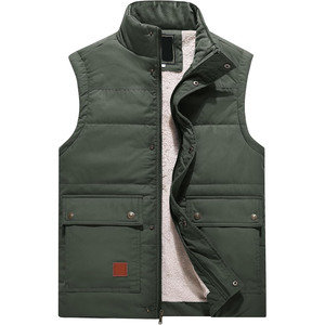 Chaleco Acolchado Verde para Hombre con Cuello Alto, Forro Polar, Cierre de Cremallera, Ropa de Invierno Informal - Product Image 1