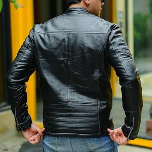 Timeless Classic Leather <b>Jacket</b> Men New Biker Style Real Lambskin <b>Racer</b> Vintage Look Motorcycle Men's <b>Jackets</b> & Coats - Product Image 4