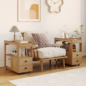 Consolle a 2 cassetti con ripiani per soggiorno, tavolino laterale da divano - Product Image 4