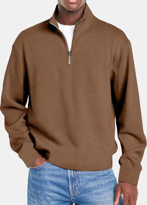 Winter Custom <b>Mens</b> New Solid Color Stand Collar Knit Pullover Sweater <b>Long</b> Sleeve <b>Men's</b> Half Zip Sweater - Product Image 6
