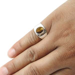 Premium Quality Genuine Oval Shaped Bezel Setting <b>Tiger</b>-<b>Eye</b> Gemstone <b>Ring</b> Bahamian Style Fine Quality Unisex Design <b>Ring</b> - Product Image 2