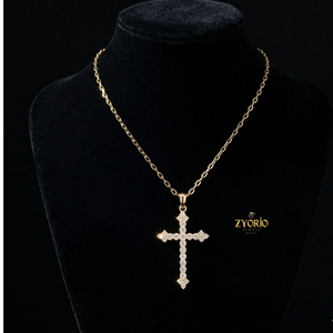 Women's 18K Solid Gold Christian <b>Cross</b> Pendant Charm Necklace Brilliant Cut Diamond Certified Trendy Gift Anniversary Party - Product Image 3