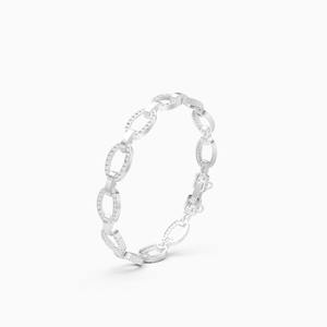 Impresionante pulsera de cadena con eslabones ovalados de diamante cultivado en laboratorio de 1.15 quilates en oro amarillo, blanco y rosa de 9 quilates. - Product Image 2