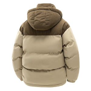 <b>Light</b> Green Hooded <b>Puffer</b> <b>Jacket</b> With Corduroy Collar Zipper Closure Windproof Winter Coat Unisex Casual Regular Fit 2026 - Product Image 5
