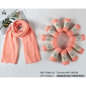 Z Brand Ring Velvet <b>Scarf</b> 90x180cm Snow Bud Color Vacuum Wrinkle Fulars - Product Image 3