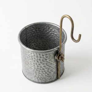 Handmade Galvanised Iron <b>Railing</b> <b>Planter</b> Hammered Zinc Hooks 16 cm for Any Rail for Home Decor Baskets Accessories - Product Image 3