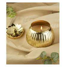 Pot à bougie décoratif en métal martelé plaqué cuivre de luxe pour la maison, décoration de Noël et de mariage - Product Image 3