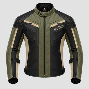 เสื้อแจ็คเก็ตมอเตอร์ไซค์หนังแท้ผู้ชาย Manwa Leathers แบบ Color Blocked กันลม สำหรับขี่รถแข่ง - Product Image 1