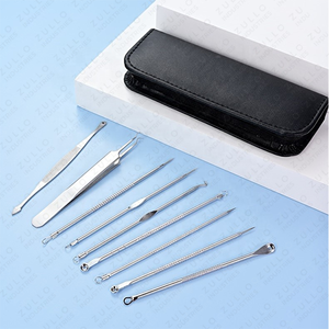 Kit professionnel de 7 extracteurs d'acné en acier inoxydable, nettoyeur de pores, soin du visage - Product Image 4