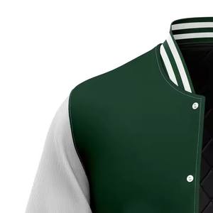 Veste universitaire avec col montant, corps en laine et manches en cuir PU véritable, coupe-vent, broderie personnalisée, patchwork pour hommes et femmes - Product Image 4