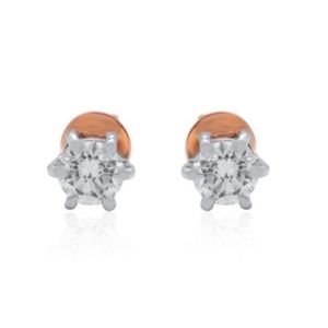 Pendientes minimalistas de oro rosa con diamantes cultivados en laboratorio para mujer, tamaño regular, ligeros, elegantes, calidad de exportación. - Product Image 3