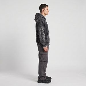Men’s Vintage Washed Black <b>Zip</b> <b>Up</b> <b>Hoodie</b> Tribal <b>Graphic</b> Oversized Streetwear Sweatshirt - Product Image 3