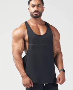 Camiseta sin mangas atlética de poliéster 100% personalizada al por mayor para hombre, camiseta sin mangas suave que absorbe la humedad, ligera, transpirable, tejida con estampado en blanco - Product Image 6